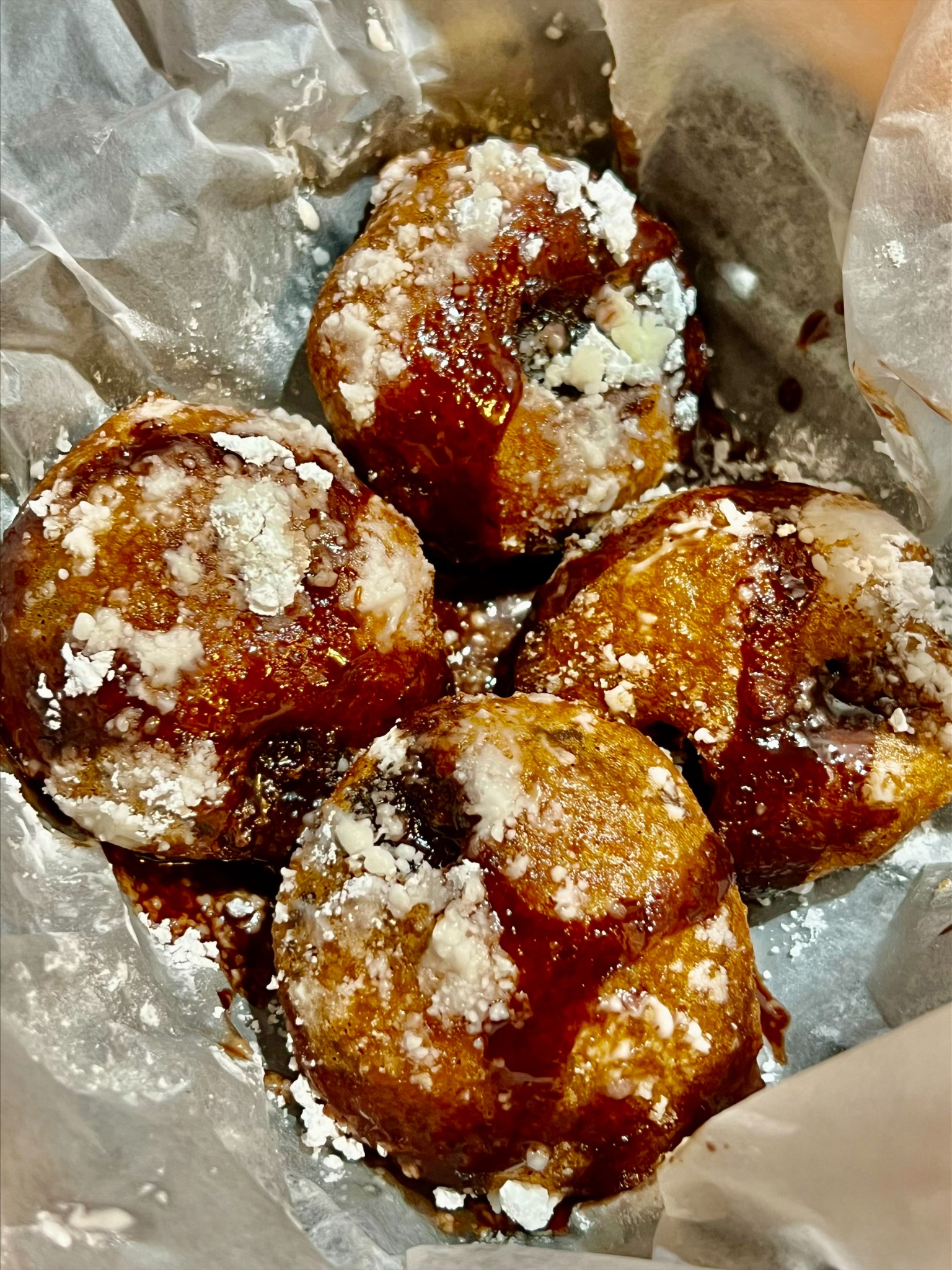 Fried Oreos with sweet toppings
